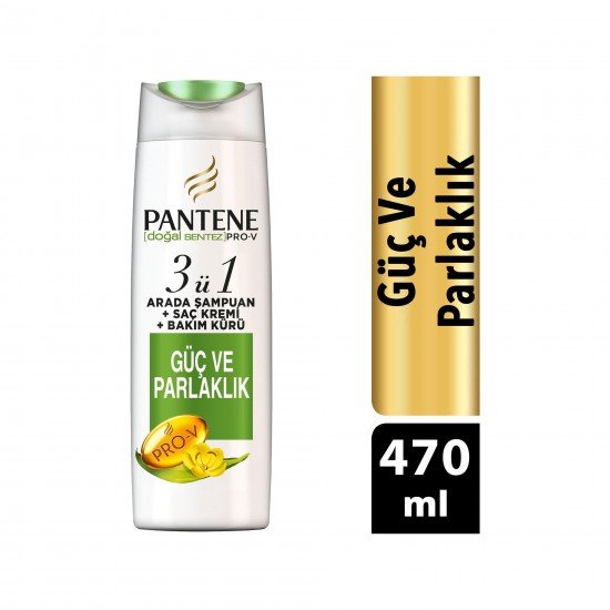Pantene Doğal Sentez Güç ve Parlaklık 3ü 1 Arada Şampuan ve Saç Bakım Kremi 470 ml Pantene Doğal Sentez Güç ve Parlaklık 3ü 1 Arada Şampuan ve Saç Bakım Kremi 470 ml