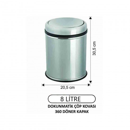 Cleanox Pratik Kapaklı Paslanmaz Çöp Kovası 8 Lt - Krom Cleanox Pratik Kapaklı Paslanmaz Çöp Kovası 8 Lt - Krom