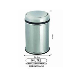 Cleanox Pratik Kapaklı Paslanmaz Çöp Kovası 16 Lt - Krom Cleanox Pratik Kapaklı Paslanmaz Çöp Kovası 16 Lt - Krom