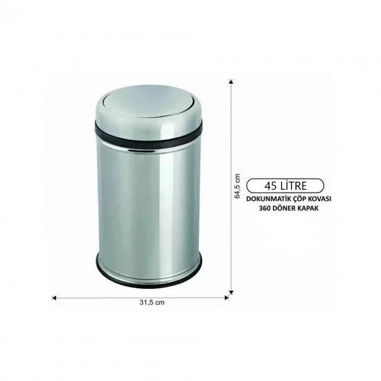 Cleanox Pratik Kapaklı Paslanmaz Çöp Kovası 45 Lt - Krom Cleanox Pratik Kapaklı Paslanmaz Çöp Kovası 45 Lt - Krom