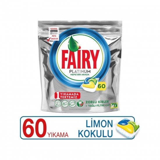 Fairy Platinum Bulaşık Makinesi Deterjanı Kapsülü Limon Kokulu 60 Yıkama