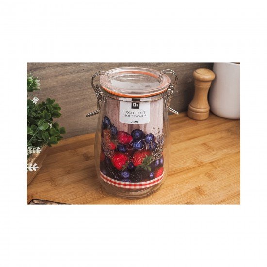 Cam Kavanoz Kelepçeli 720 Ml