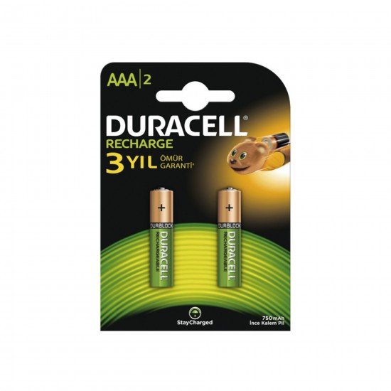 Duracell Pil Şarjlı AAA İnce Kalem 750 mAh 2 Lİ