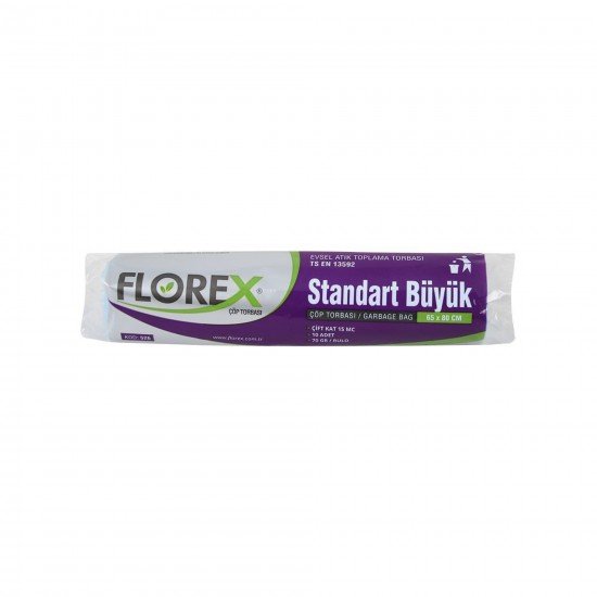 Florex Standart Büyük Boy Çöp Torbası Siyah  10 Adet 65 X 80 Cm