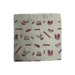 Hamburger Kese Kağıdı Baskılı 15x15 Cm 1 Kg Hamburger Kese Kağıdı Baskılı 15x15 Cm 1 Kg