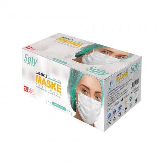 Soly Care 3 Katlı Telli Tam Ultrasonik Cerrahi Maske 50 Adet