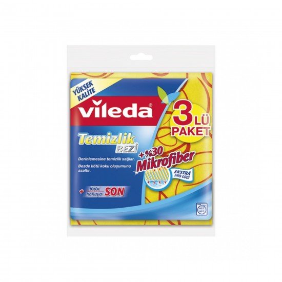 Vileda 30% Extra Mikrofiberli Temizlik Bezi 3lü