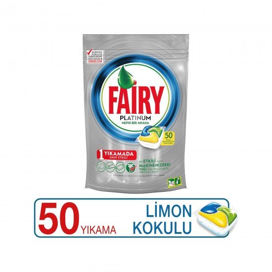 Fairy Platinum Bulaşık Makinesi Deterjanı Kapsülü Limon Kokulu 50 Yıkama