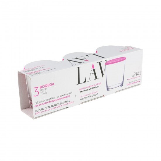Lav Plastik Kapak Cam Saklama Kabı 345 Cc 3lü Lav Plastik Kapak Cam Saklama Kabı 345 Cc 3lü