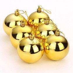 Yılbaşı Ağacı Süsleri Gold - Kırmızı - Gümüş Top Süs 8 Cm 6'lı Paket