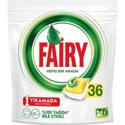 Fairy Hepsi Bir Arada 36 Yıkama Bulaşık Makinesi Deterjanı Kapsülü Limon Kokulu Fairy Hepsi Bir Arada 36 Yıkama Bulaşık Makinesi Deterjanı Kapsülü Limon Kokulu