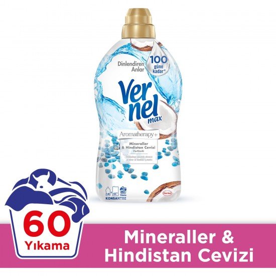 Vernel Max Mineral & Hindistan Cevizi Konsantre Çamaşır Yumuşatıcısı 1440ml, 60 Yıkama