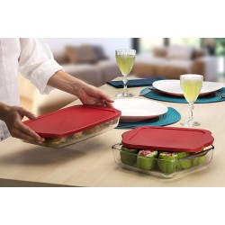 Paşabahçe Borcam 59006 Kulplu Kapaklı Tepsi 19X34 Cm