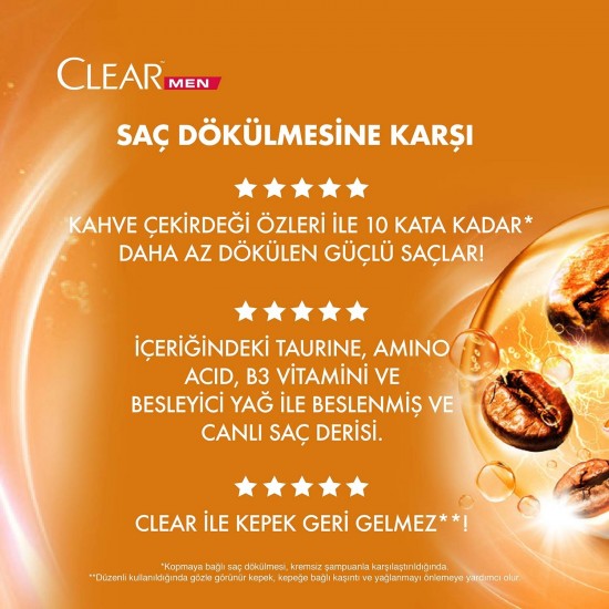 Clear Men Kepeğe Karşı Etkili Şampuan Saç Dökülmesine Karşı Kahve Çekirdeği Özü 350 ml