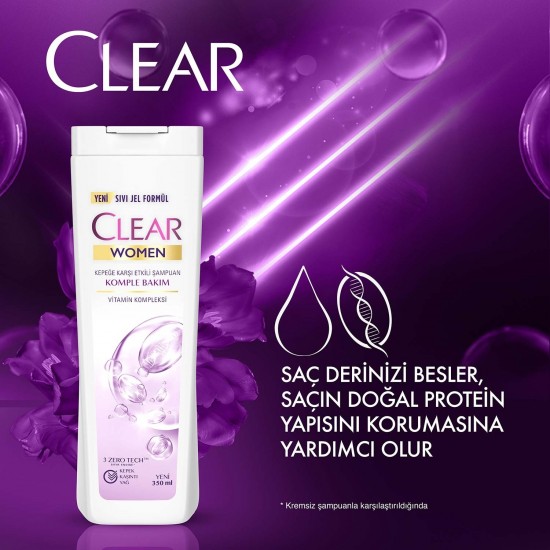 Clear Women Kepeğe Karşı Etkili Şampuan Komple Bakım Vitamin Kompleksi 350 ml