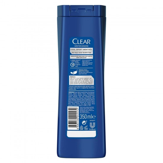 Clear Men Kepeğe Karşı Etkili Şampuan Cool Sport Menthol Ferahlatıcı Mentol Etkisi 350 ml