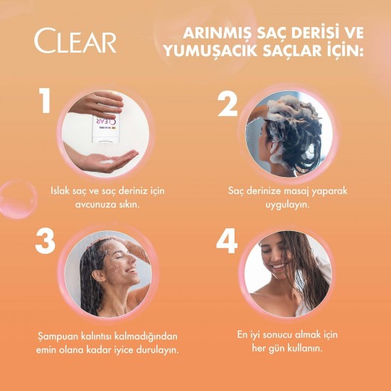 Clear Women Kepeğe Karşı Etkili Şampuan Yumuşak Parlak Kiraz Çiçeği Esansı & Keratin 350 ml