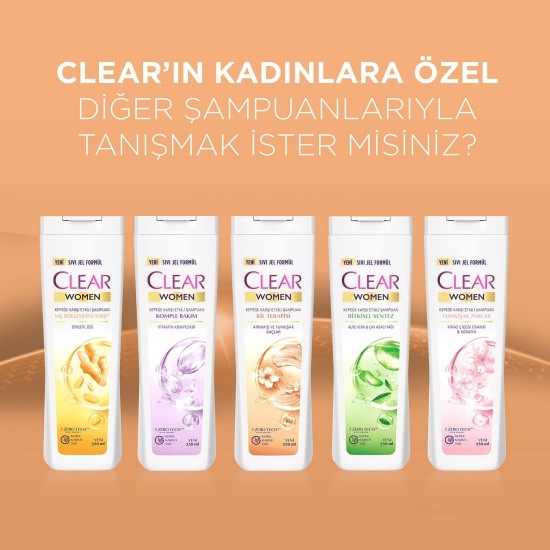 Clear Women Kepeğe Karşı Etkili Şampuan Yumuşak Parlak Kiraz Çiçeği Esansı & Keratin 350 ml