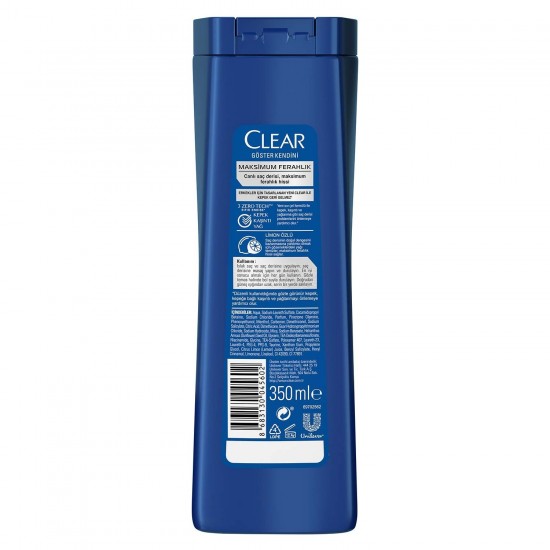 Clear Men Kepeğe Karşı Etkili Şampuan Maksimum Ferahlık Yağlı Saç Derisi İçin Limon Özlü 350 ml