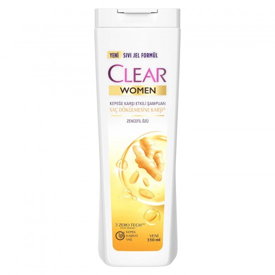 Clear Women Kepeğe Karşı Etkili Şampuan Saç Dökülmesine Karşı Zencefil Özü 350 ml