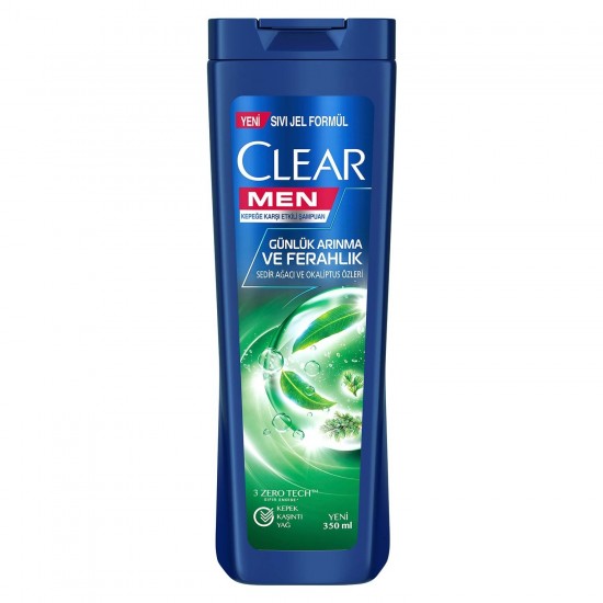 Clear Men Kepeğe Karşı Etkili Şampuan Günlük Arınma ve Ferahlık Sedir Ağacı ve Okaliptus Özleri 350 ml