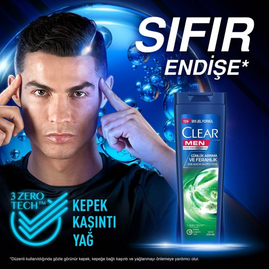 Clear Men Kepeğe Karşı Etkili Şampuan Günlük Arınma ve Ferahlık Sedir Ağacı ve Okaliptus Özleri 350 ml