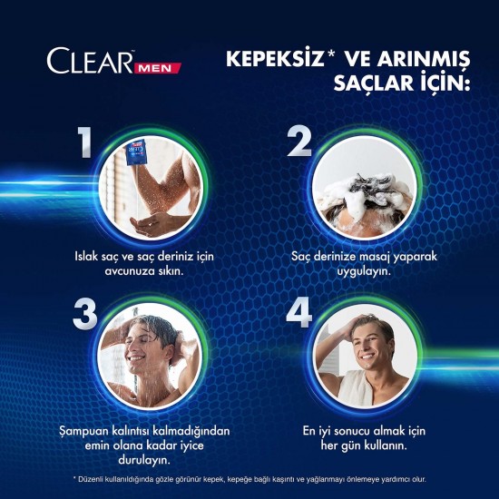 Clear Men Kepeğe Karşı Etkili Şampuan Günlük Arınma ve Ferahlık Sedir Ağacı ve Okaliptus Özleri 350 ml