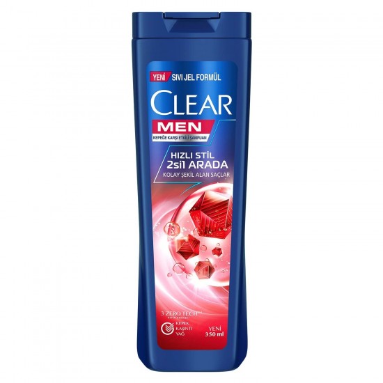 Clear Men Kepeğe Karşı Etkili Şampuan Hızlı Stil 2si 1 Arada Kolay Şekil Alan Saçlar 350 ml