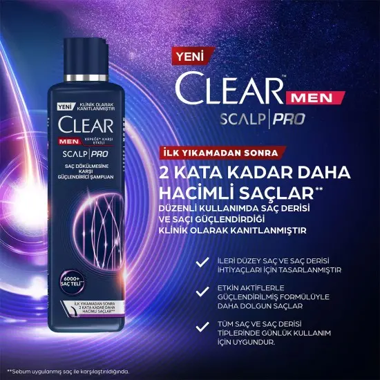 Clear Men Scalp Pro Güçlendirici Şampuan Saç Dökülmesine ve Kepeğe ...