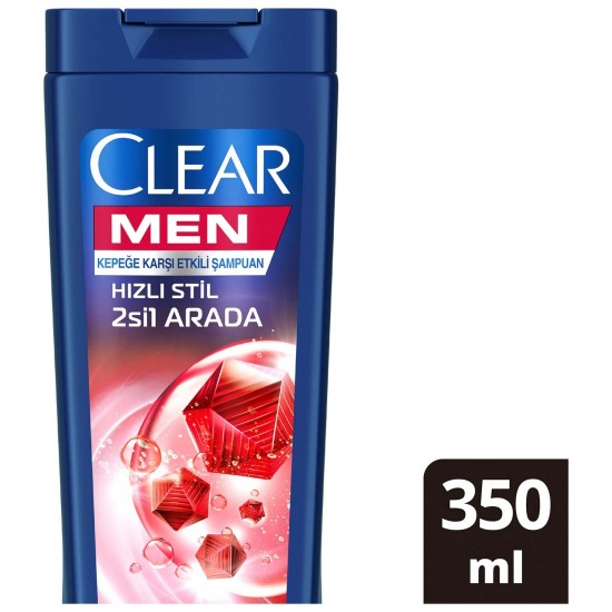 Clear Men Kepeğe Karşı Etkili Şampuan Hızlı Stil 2si 1 Arada Kolay Şekil Alan Saçlar 350 ml