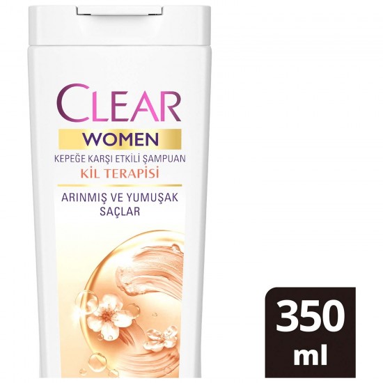 Clear Women Kepeğe Karşı Etkili Şampuan Kil Terapisi Arınmış ve Yumuşak Saçlar 350 ml