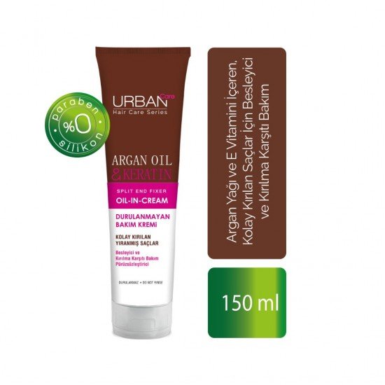 Urban Care Argan Yağı ve Keratin İçeren Besleyici ve Kırılma Karşıtı Durulanmayan Saç Bakım Kremi 150 ml